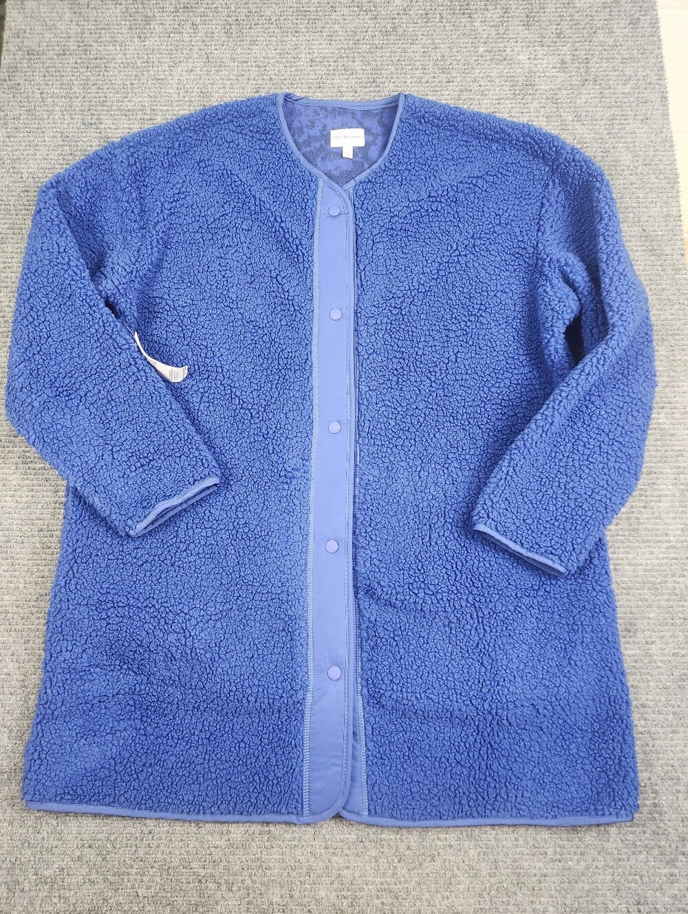 Vera Bradley Royal Blue Longline Sherpa Teddy Fleece Lined Jacket Size Large NWT